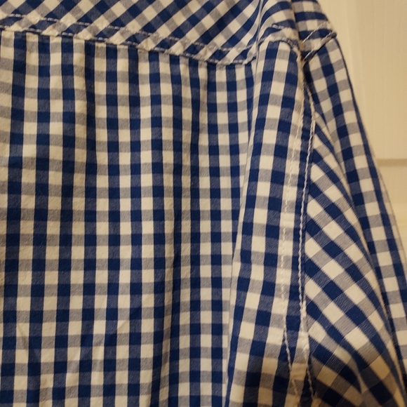 PD&C Mens Blue White Check Long Sleeved Button Up Shirt Size Large Cotton - Picture 7 of 13